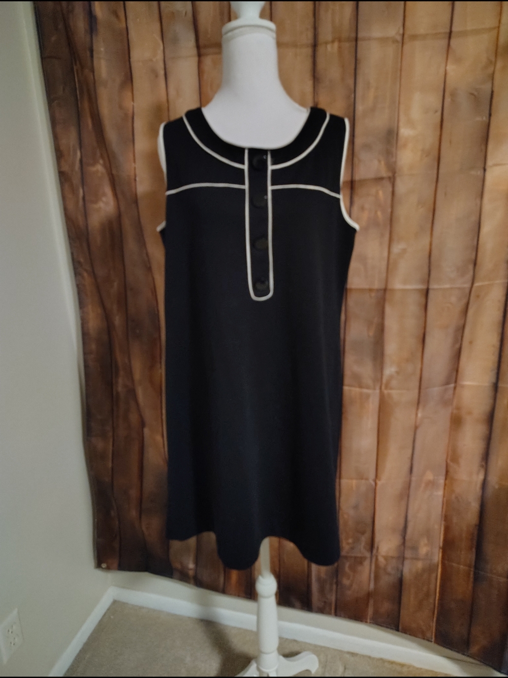 Merona Black Sleeveless Mini Dress with White Trim Size XL